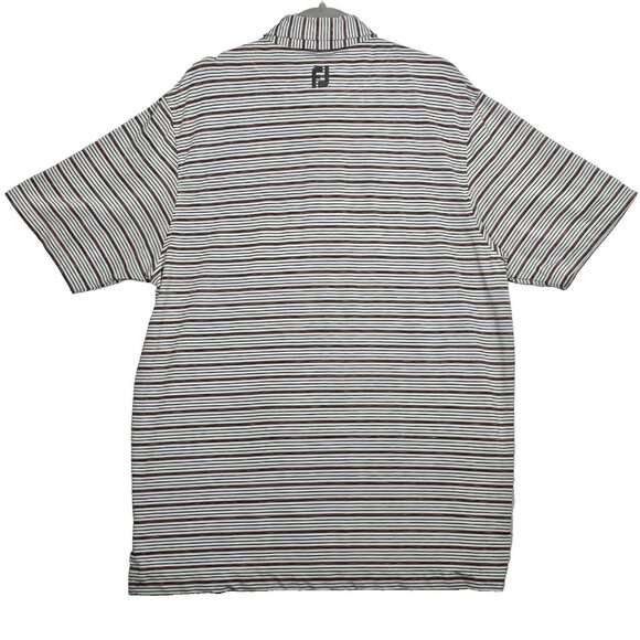 FootJoy FJ Polo Shirt Men Large Tour Issue Golf Logo Striped Read - Picture 5 of 5